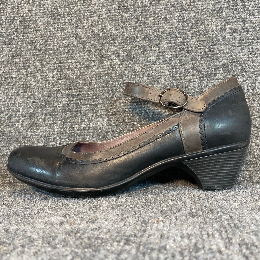 Dansko Womens Black Gray Leather Mary Jane Shoes Comfort Arch Support 38 7.5-8